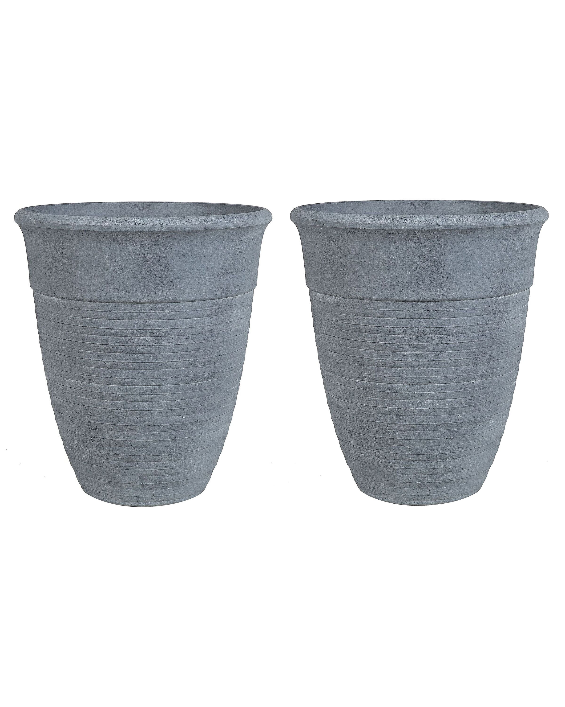 2 doniczki ogrodowe okrągłe ⌀ 43 cm szare