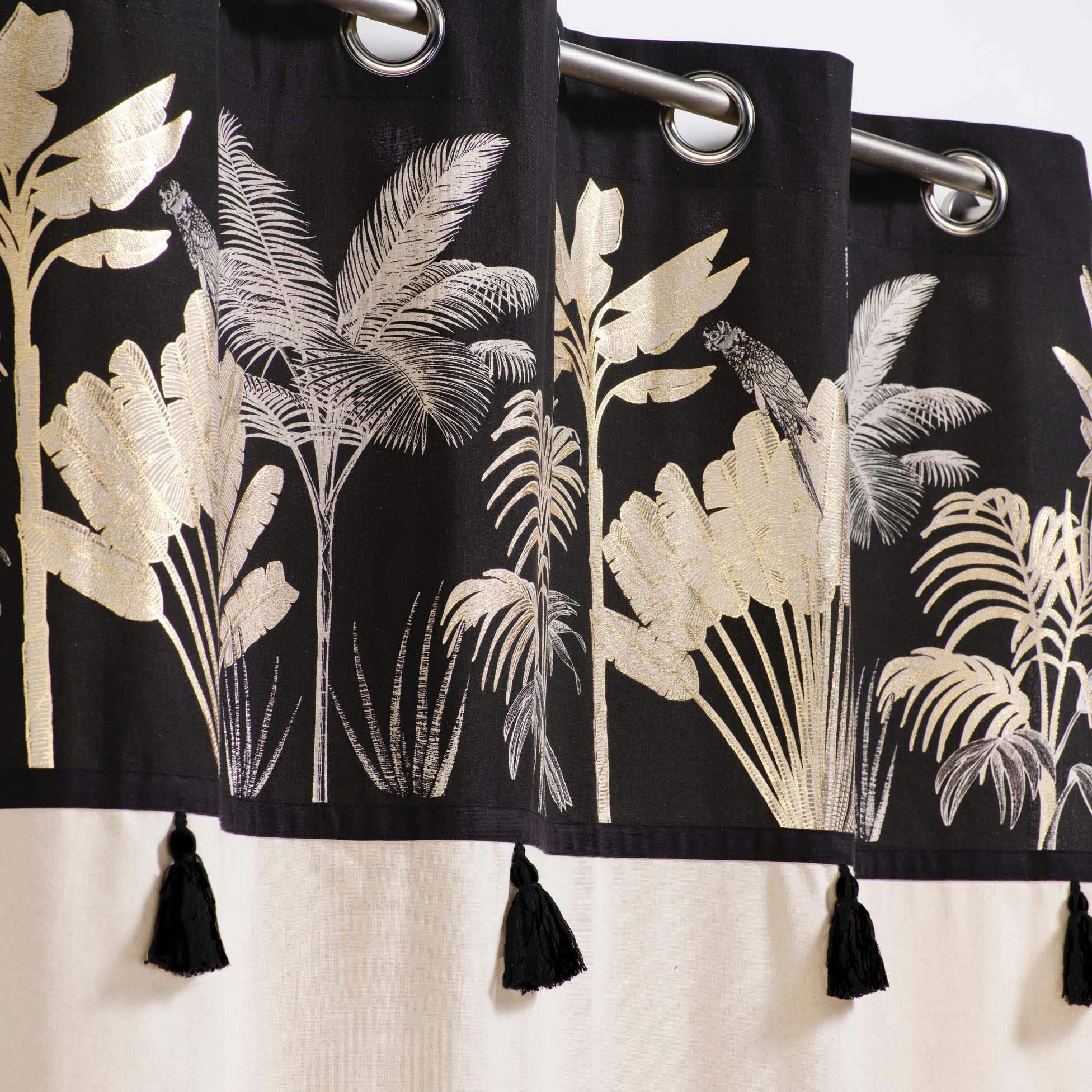 KARABA - Rideau tamisant aux impressions métallisées coton 240x140cm