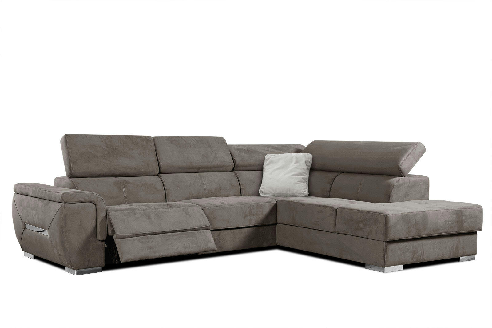 KELTE - Canapé d'angle droit 5 places avec une relaxation tissu beige foncé