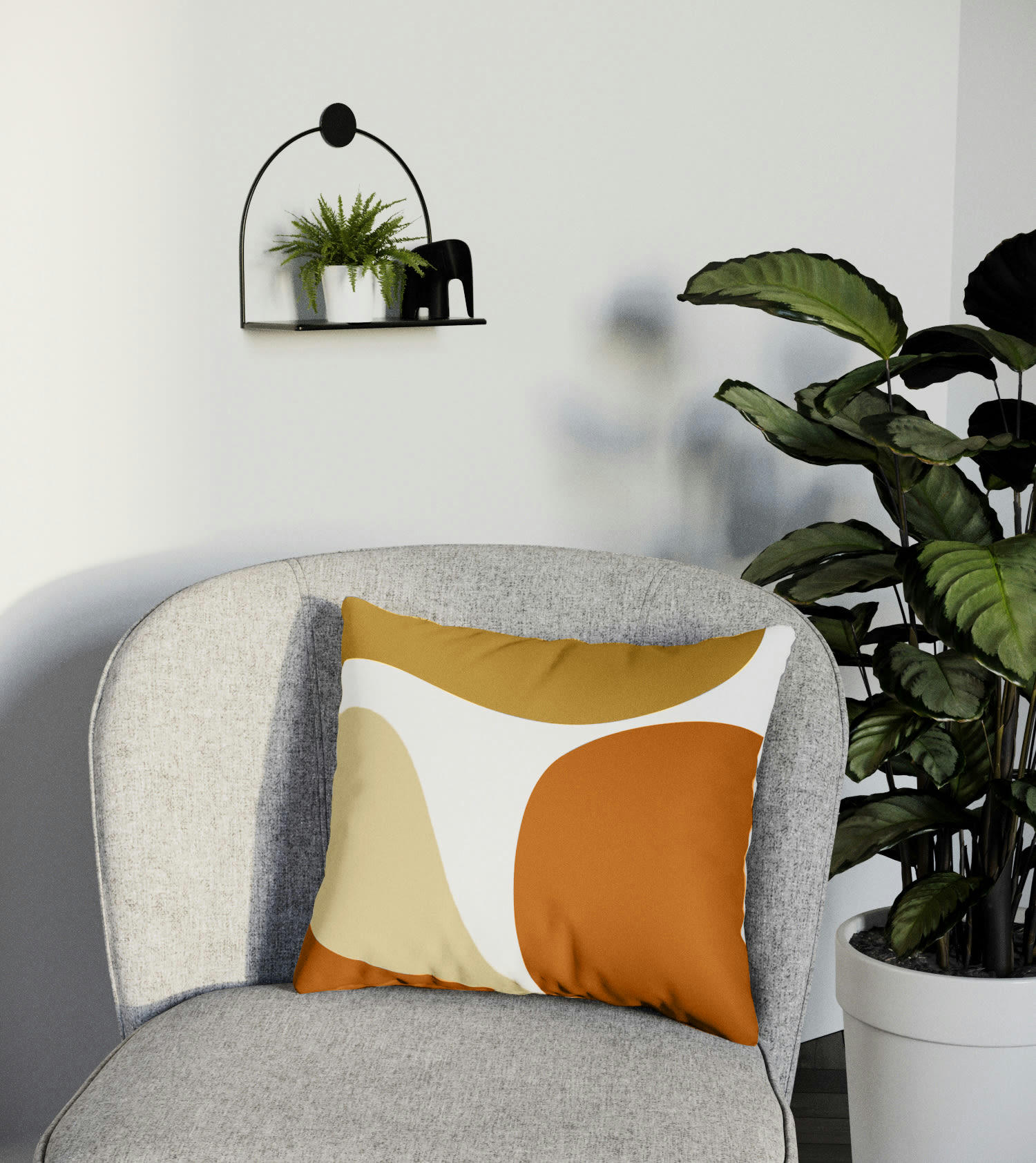 SAGAN - Coussin carré camel déhoussable 40x40cm