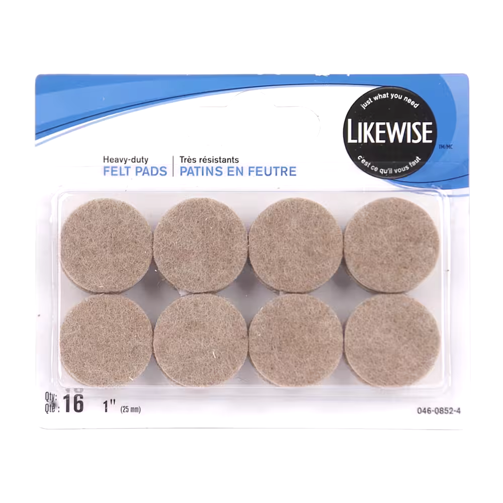 Likewise Heavy Duty Felt Furniture Pads, Self-Adhesive, 1-in, Beige, 16-pc