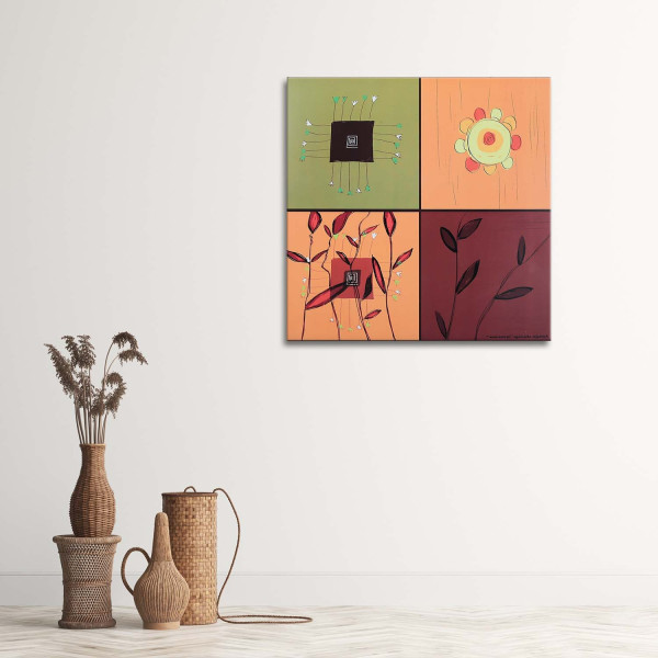 Feeby Obraz na płótnie Kolaż kolorowych kwiatów 30x30