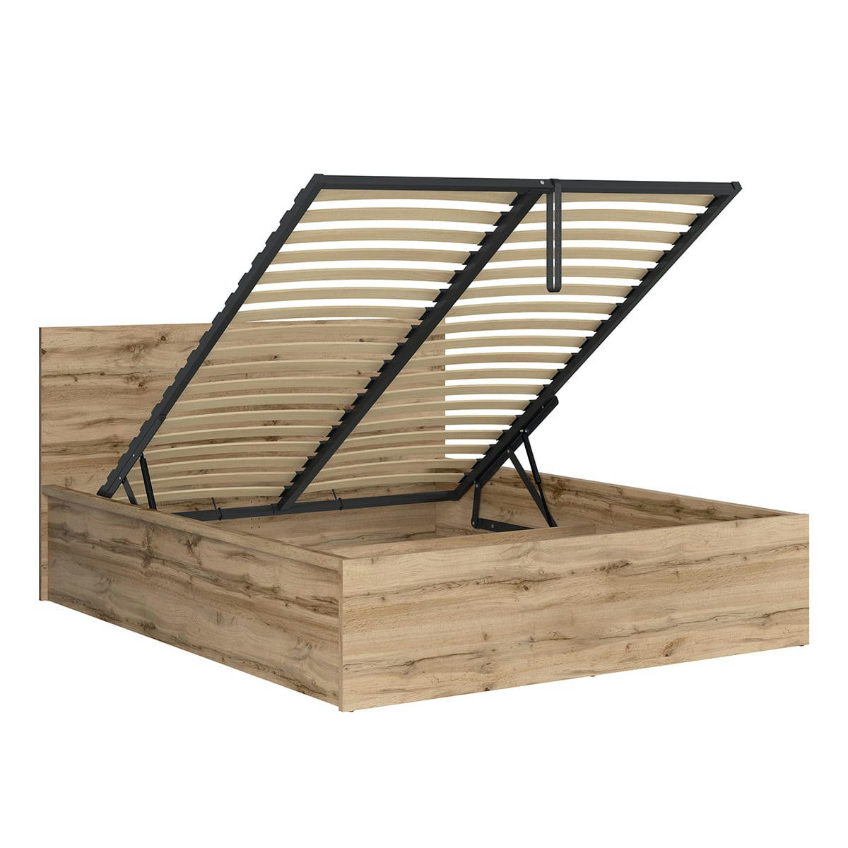 - Lit coffre 160x200 sommier inclus naturel