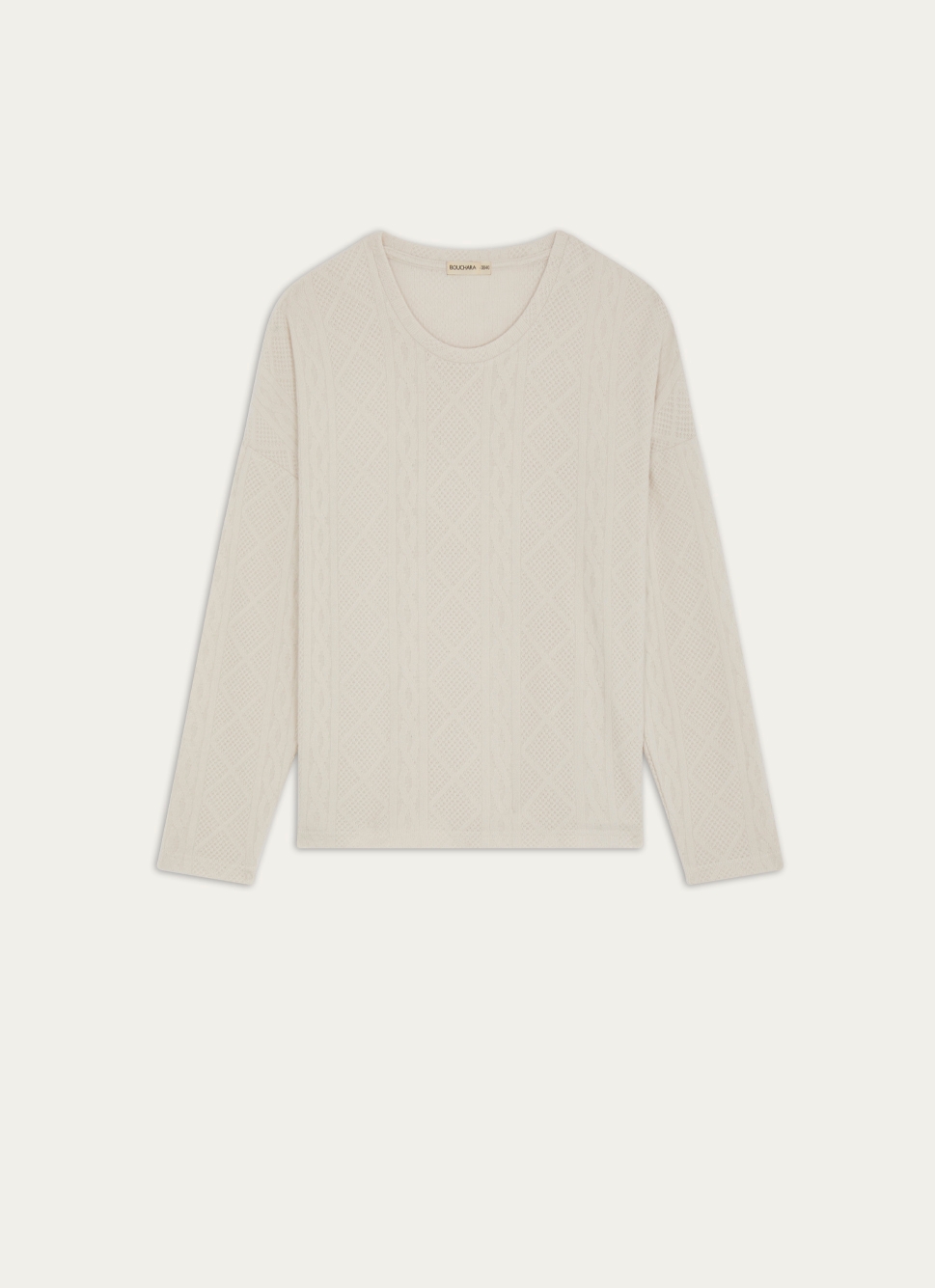 PULL à MANCHES LONGUES EN MAILLE DOUCE MINDY ÉCRU