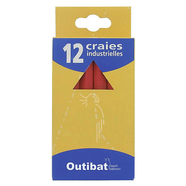 Craie industrielle - Outibat - Couleur Rouge - Boîte de 12