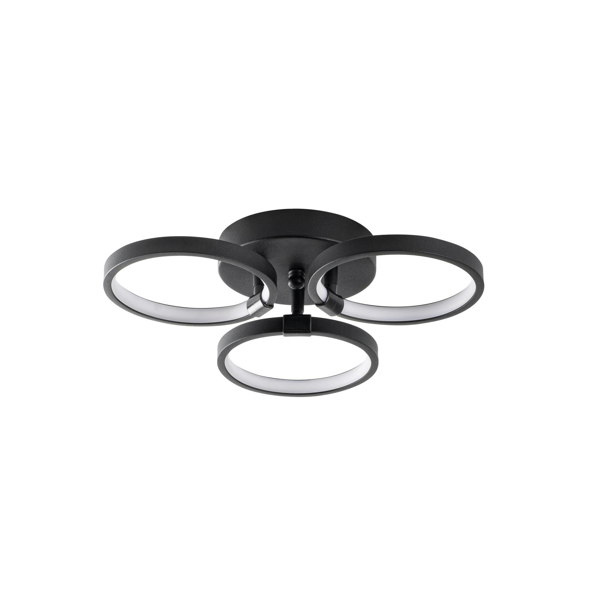Plafonnier LED noir moderne – 3 anneaux VIESTE