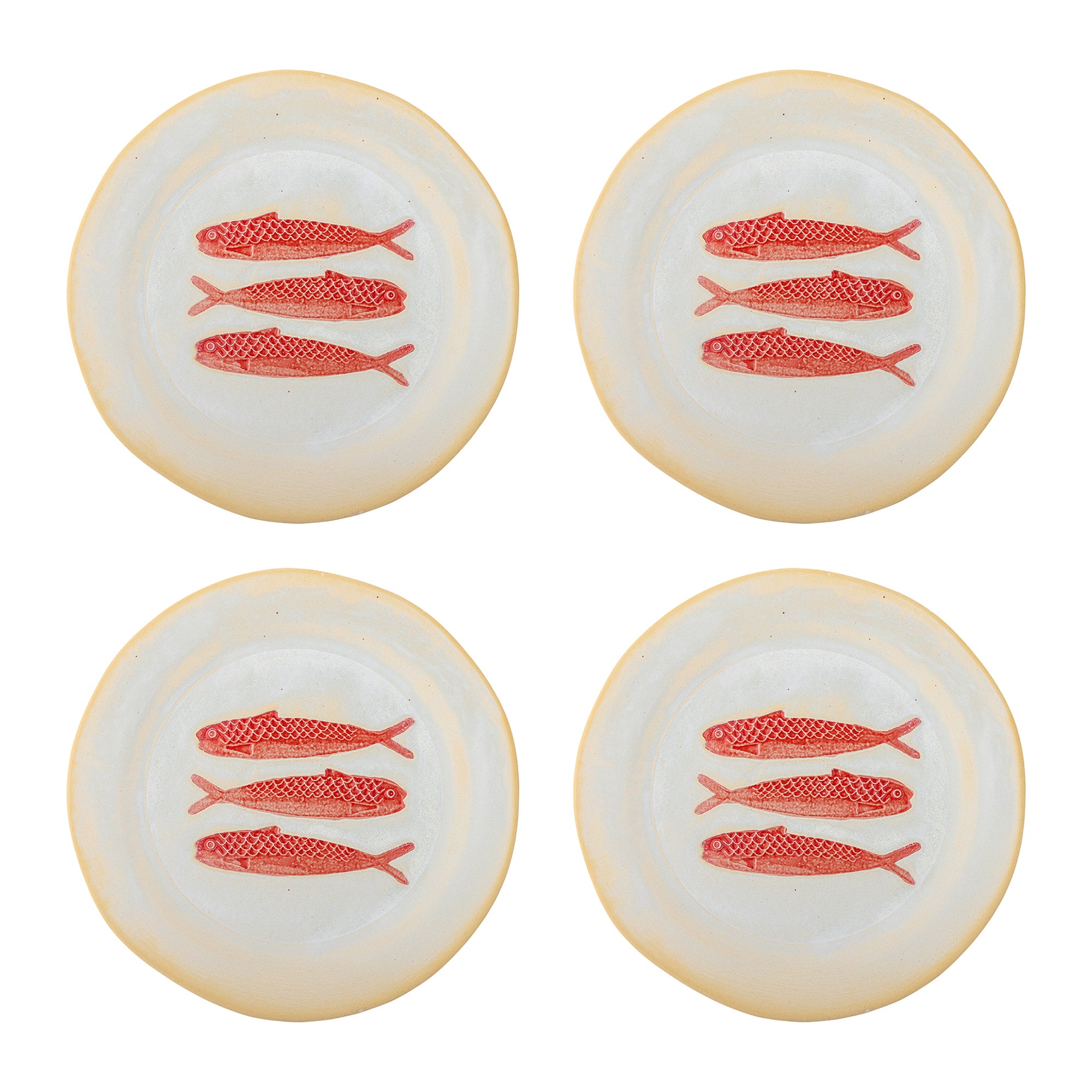 Bloomingville Hadden Dinerbord 4 st. - Ø 27,5 cm - Vissen / Rood