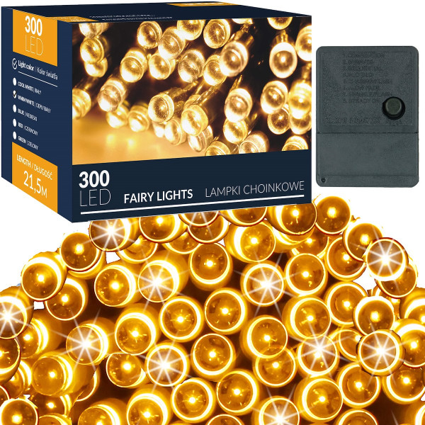 Lampki świąteczne 300 Led ciepły biały 21,5 m oświetlenie
