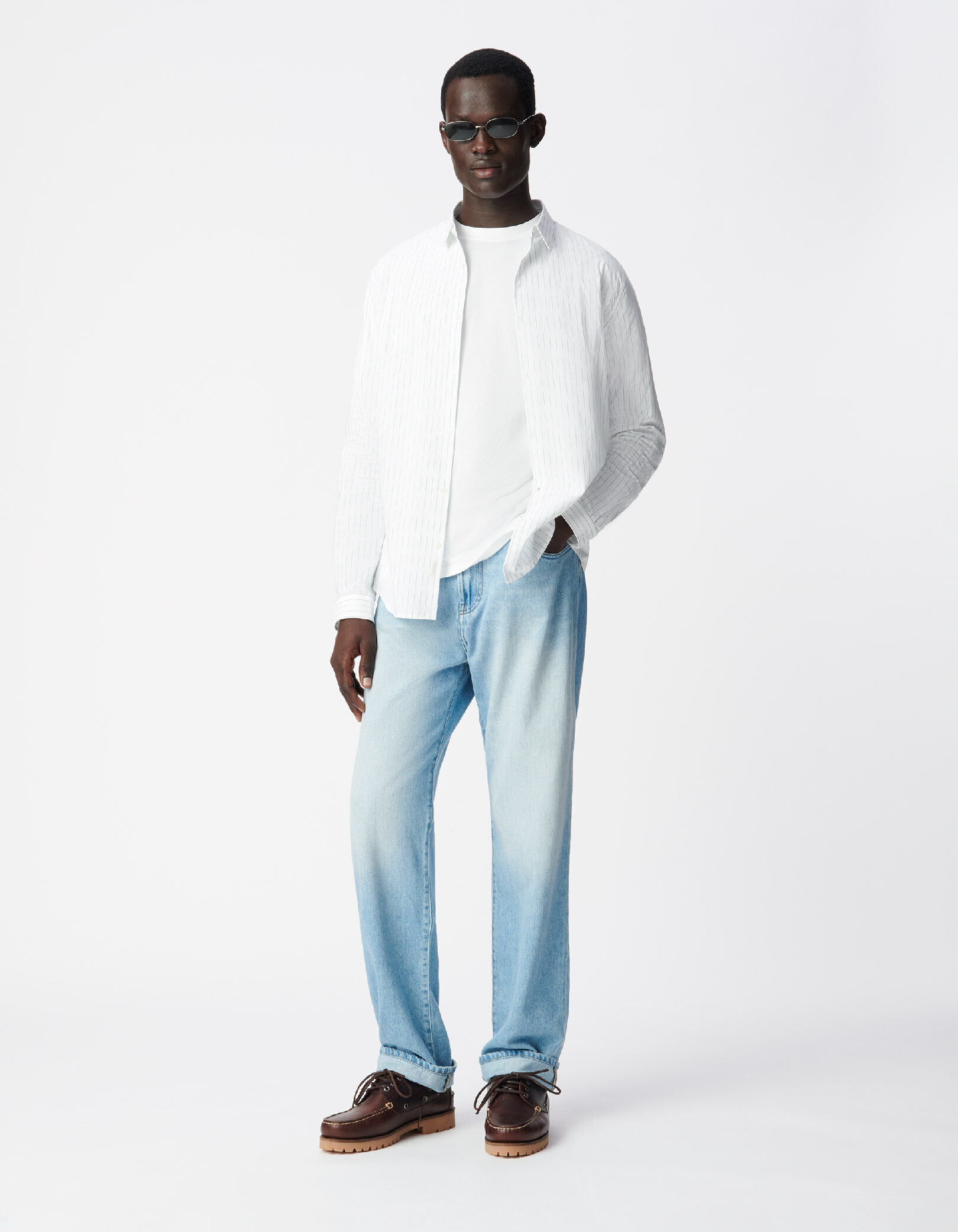 Chemise regular rayée vert amande Homme