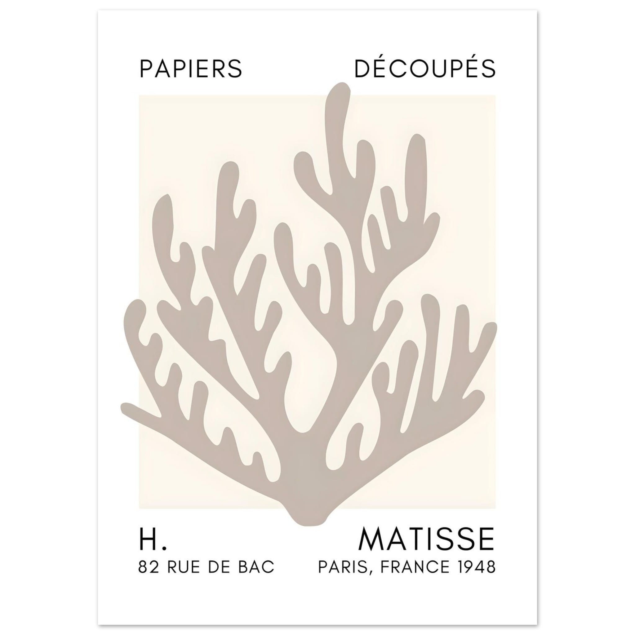Artfulprints Poster Matisse – Coral harmony grey  - 50x70 cm - Grijs