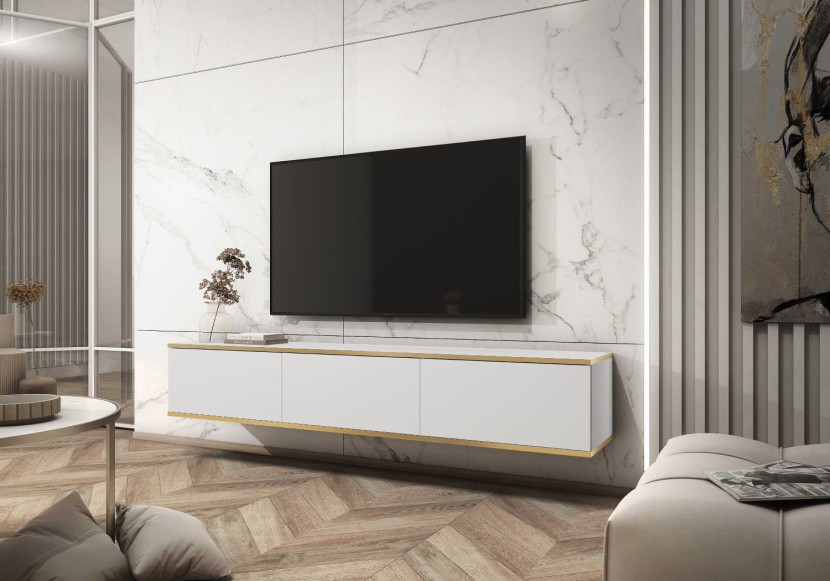 Szafka RTV ORO 175biały   złoty