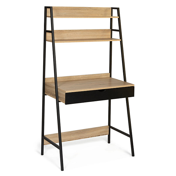 Bureau étagère 1 tiroir noir BOSTON design industriel