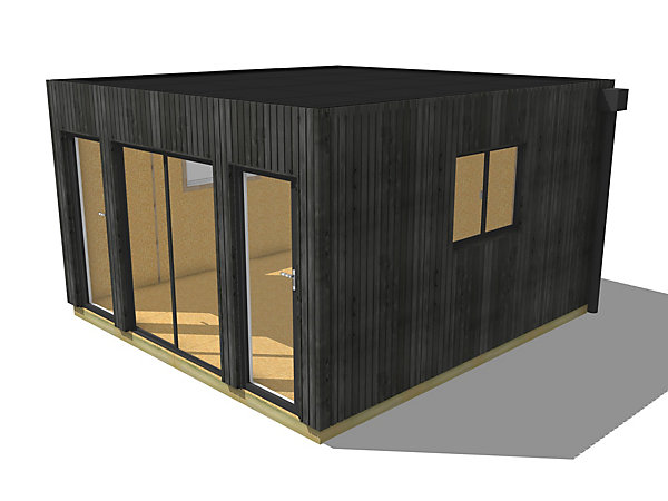 Annexe de jardin bois en bois 4,4 x 4,6 x 2,7 m avec plancher isolé