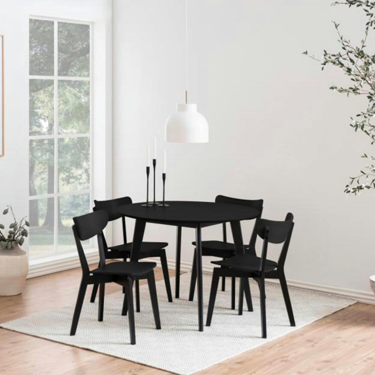 ROXIF - Lot de 2 chaises modernes en bois noir