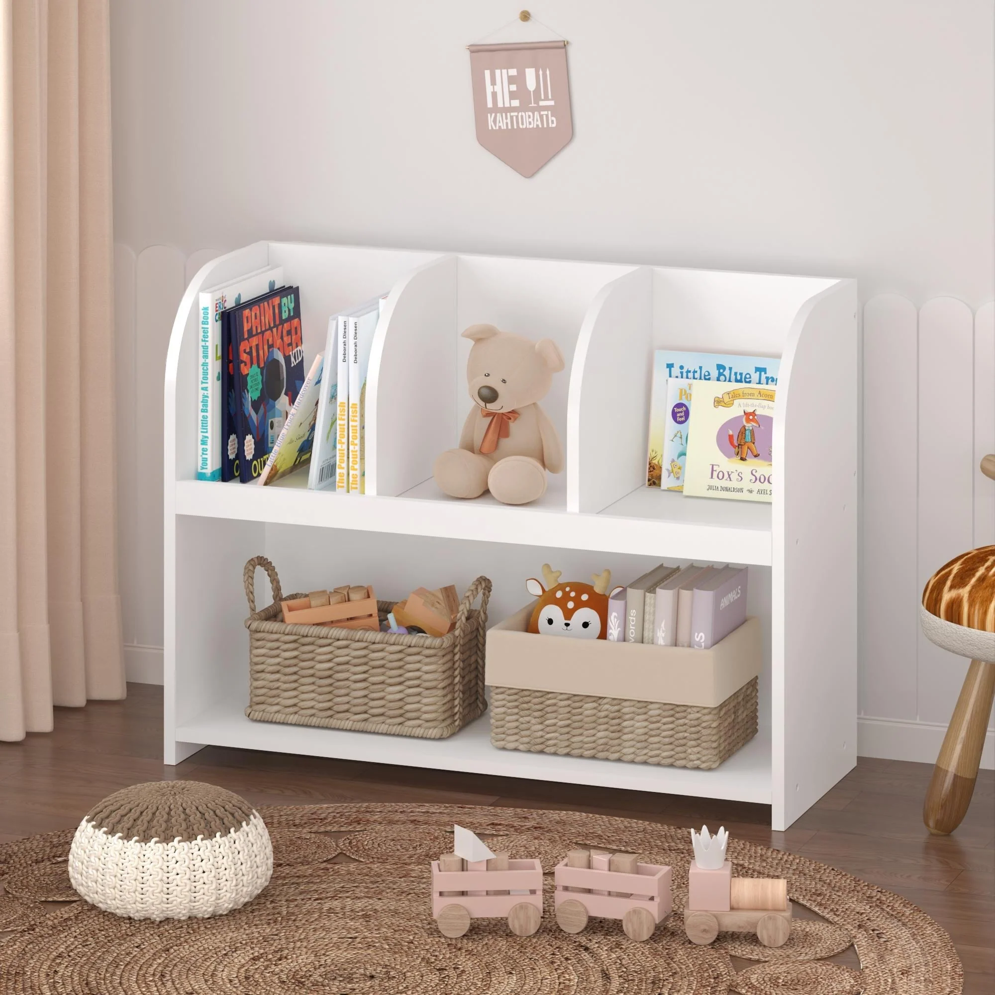 Kids Bookcase with 4 Compartments