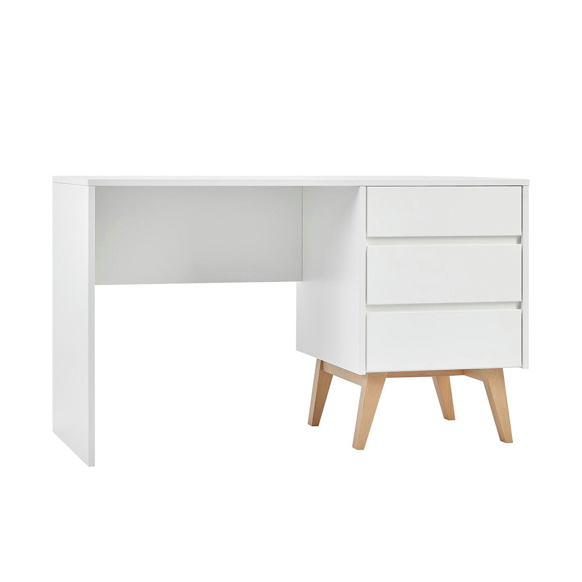 SWING - Bureau 3 tiroirs blanc naturel