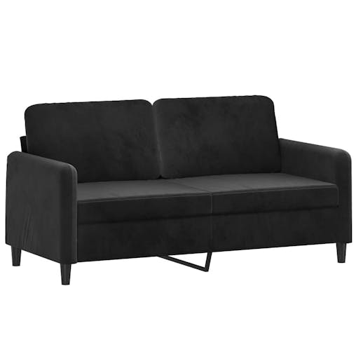 NNEVL 2 Piece Sofa Set with Pillows Black Velvet