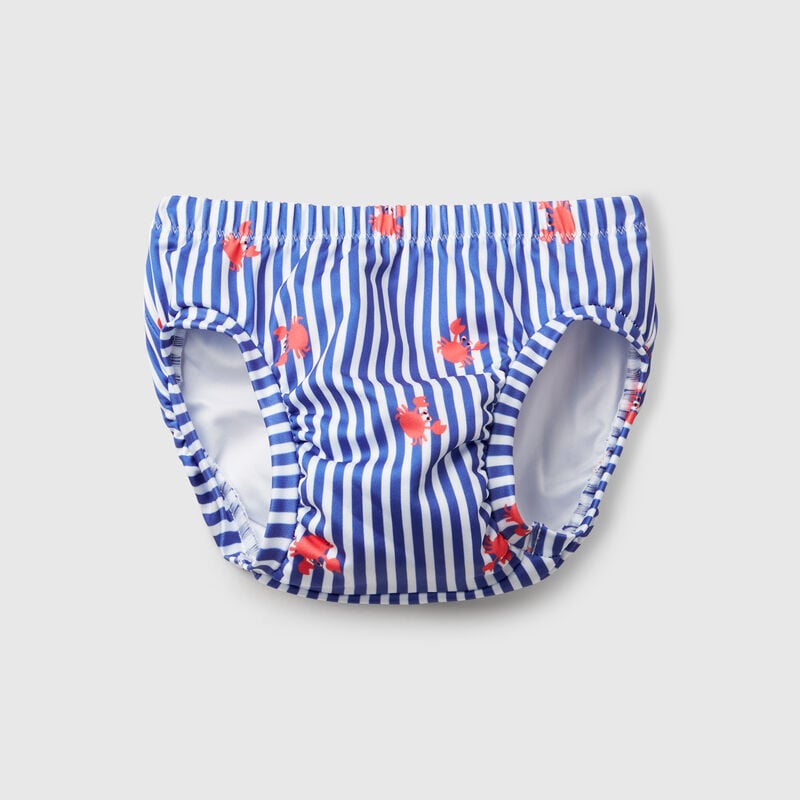 Striped swim bottoms with crabs