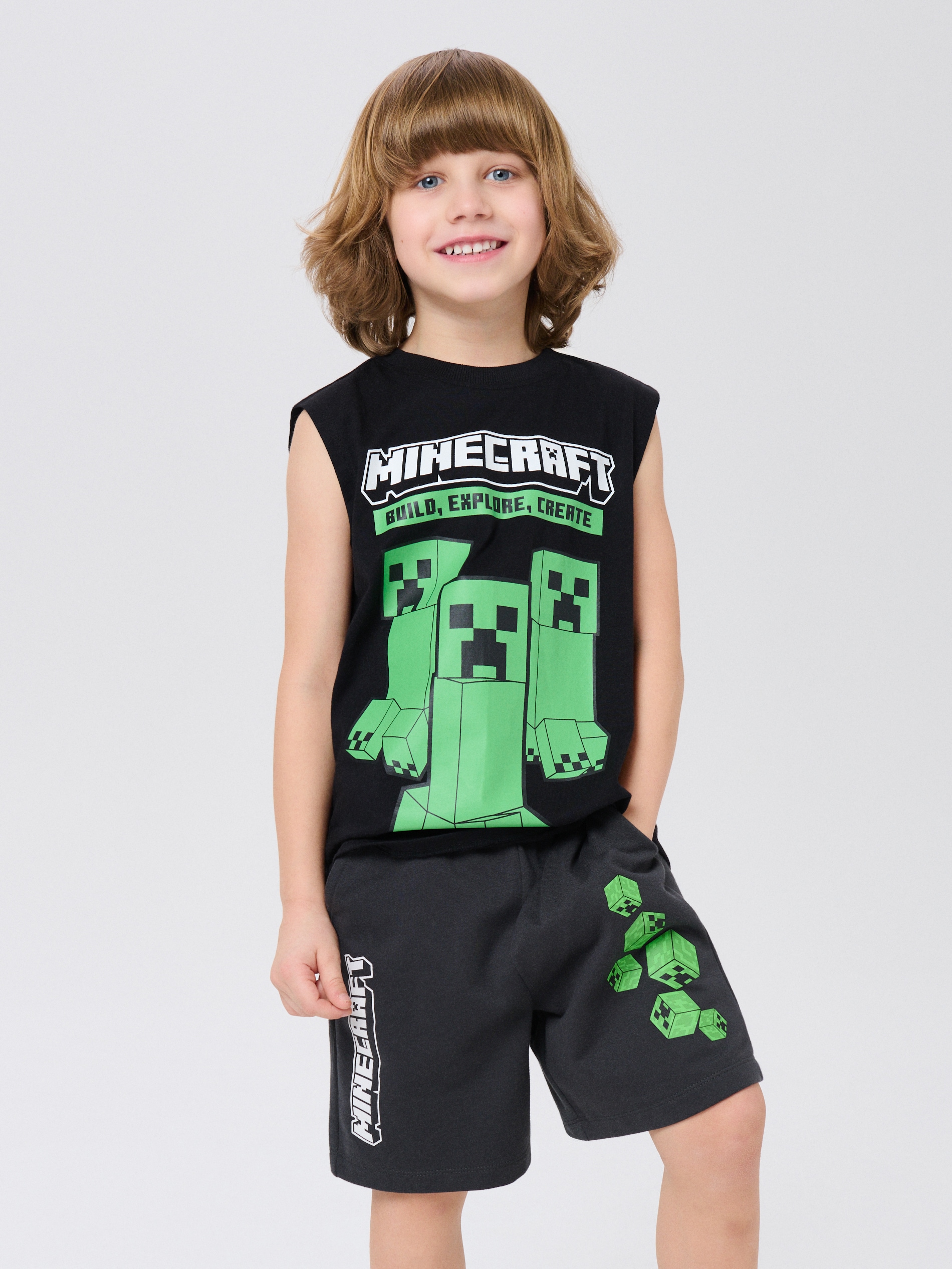 Bawełniane szorty z nadrukiem Minecraft