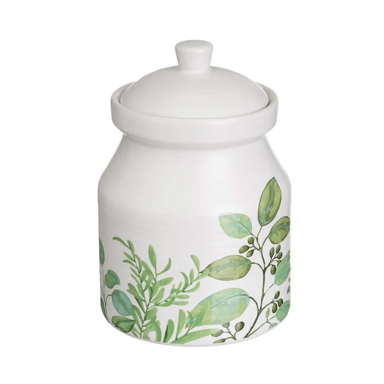 Ceramiczny pojemnik kuchenny GREENS 1100 ml biały w liście