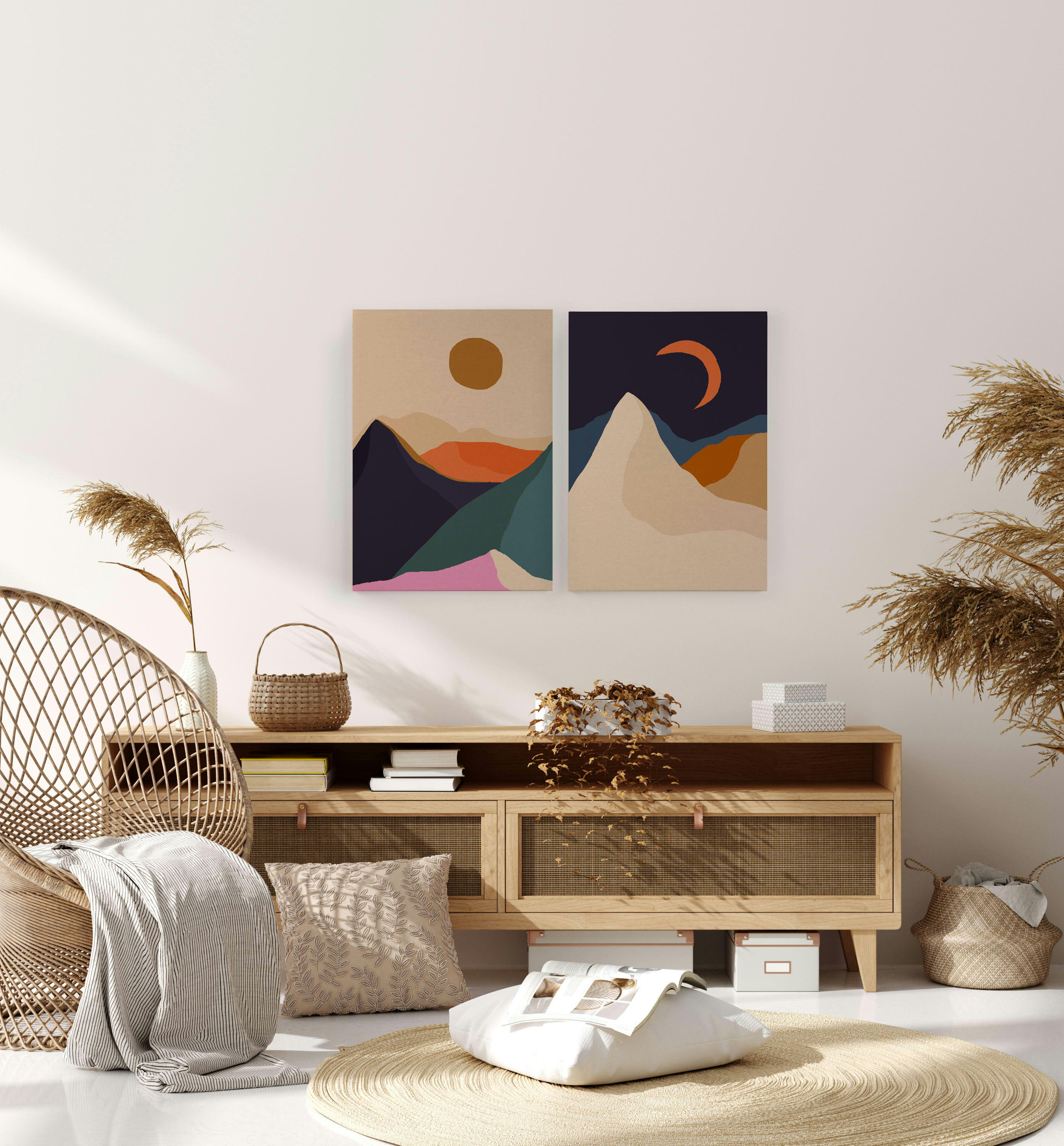 MOONRISE - Peinture sur toile 60x40 imprimé HD lever de la lune