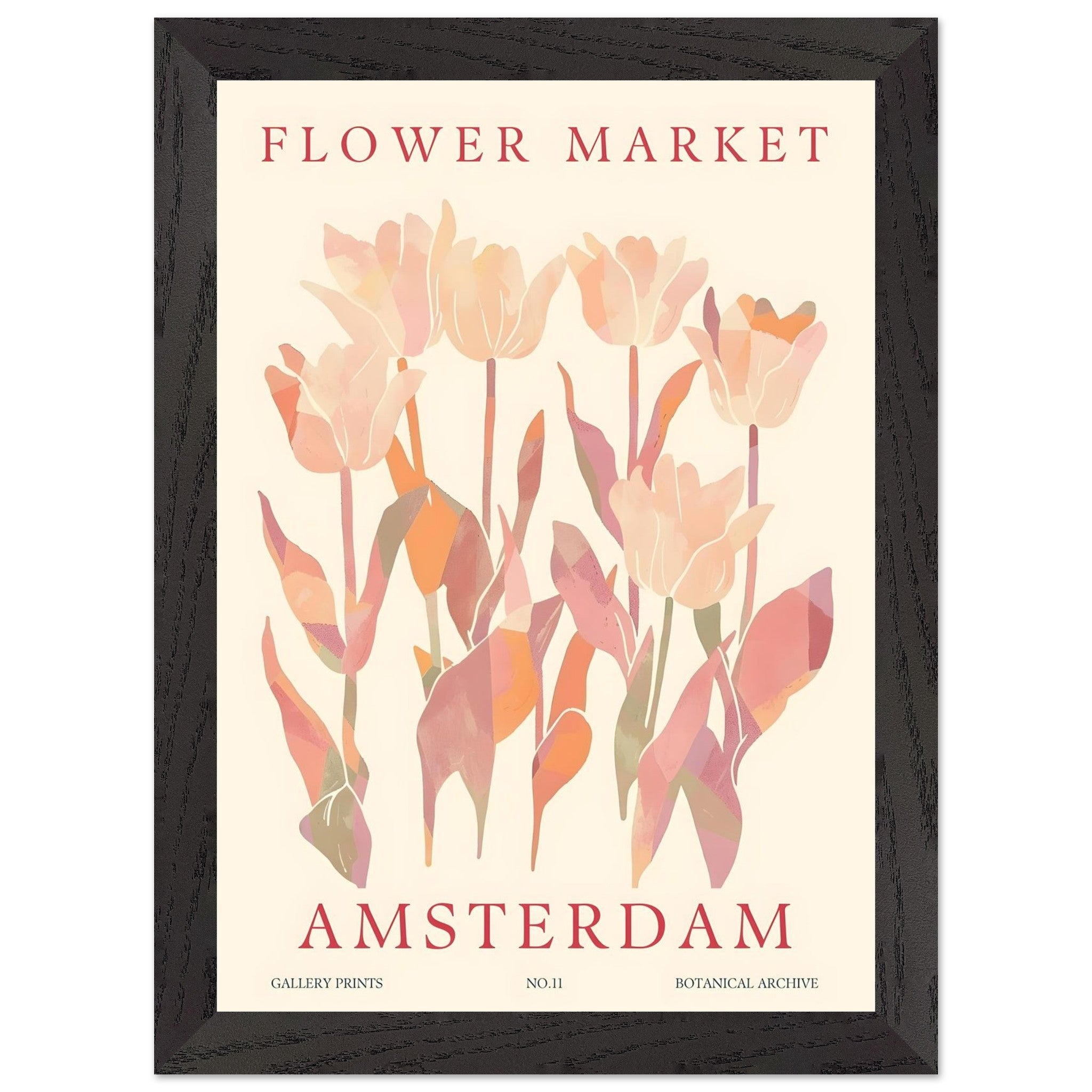 Artfulprints Poster met Lijst Flower market - Amsterdam I  - A4 21x29.7 cm - Roze