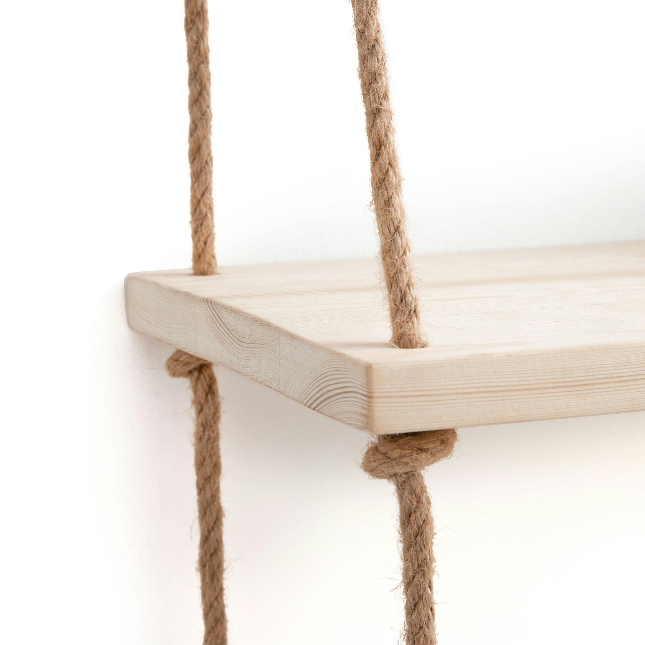 Etagère murale double en pin et sisal L60cm, Mareo