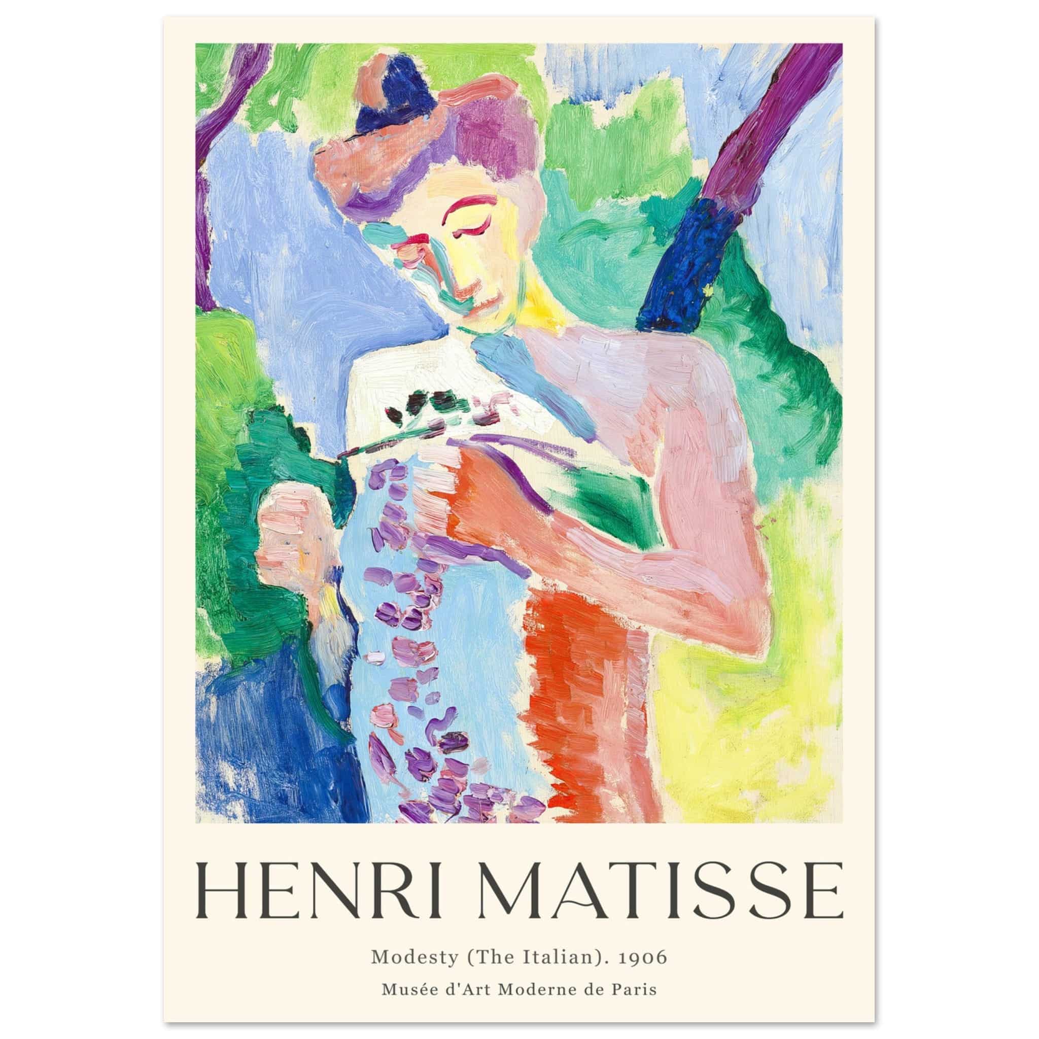Artfulprints Poster Matisse - Modesty 1906  - A4 21x29.7 cm - Meerkleurig