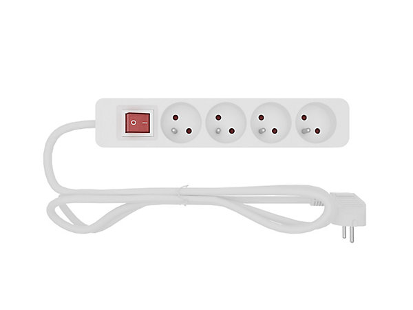 Multiprise avec interrupteur 4 prises blanc 1 m