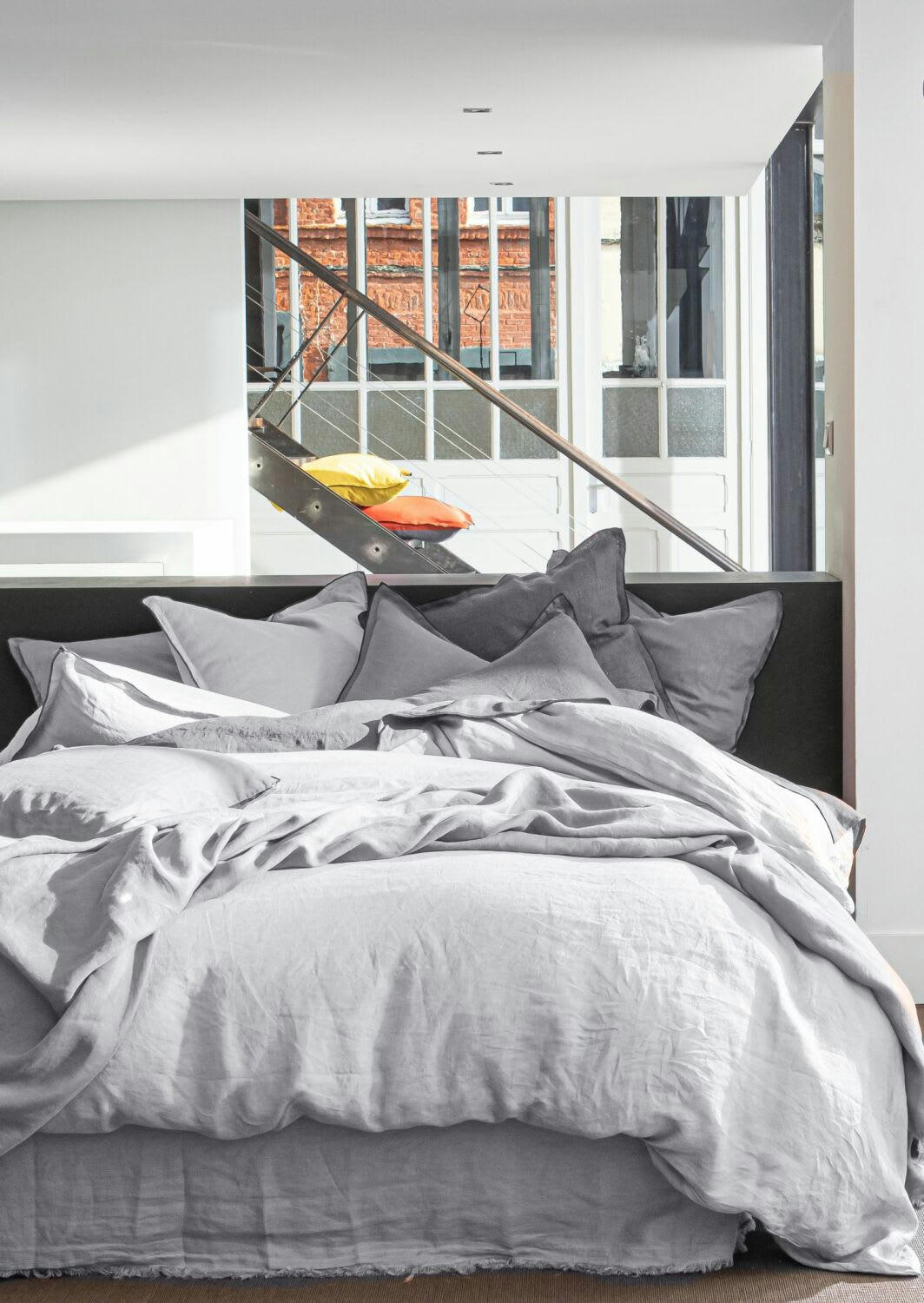 GRIS - Housse de couette lin lave gris 240x260 cm