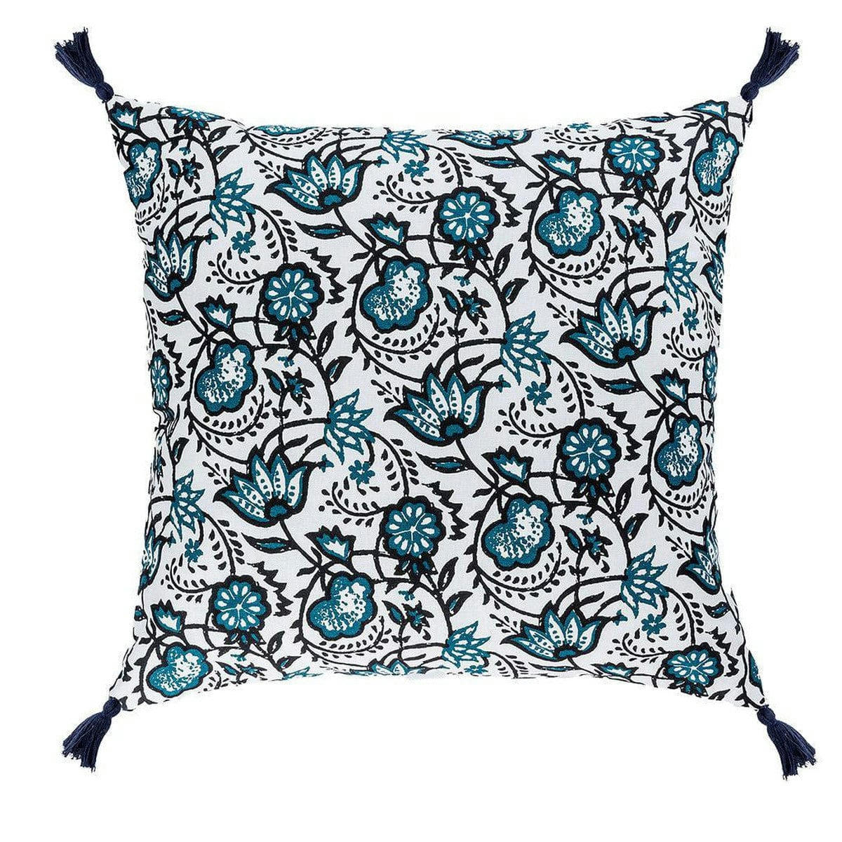 CARMA - Coussin carré coton  50x50 bleu peacock