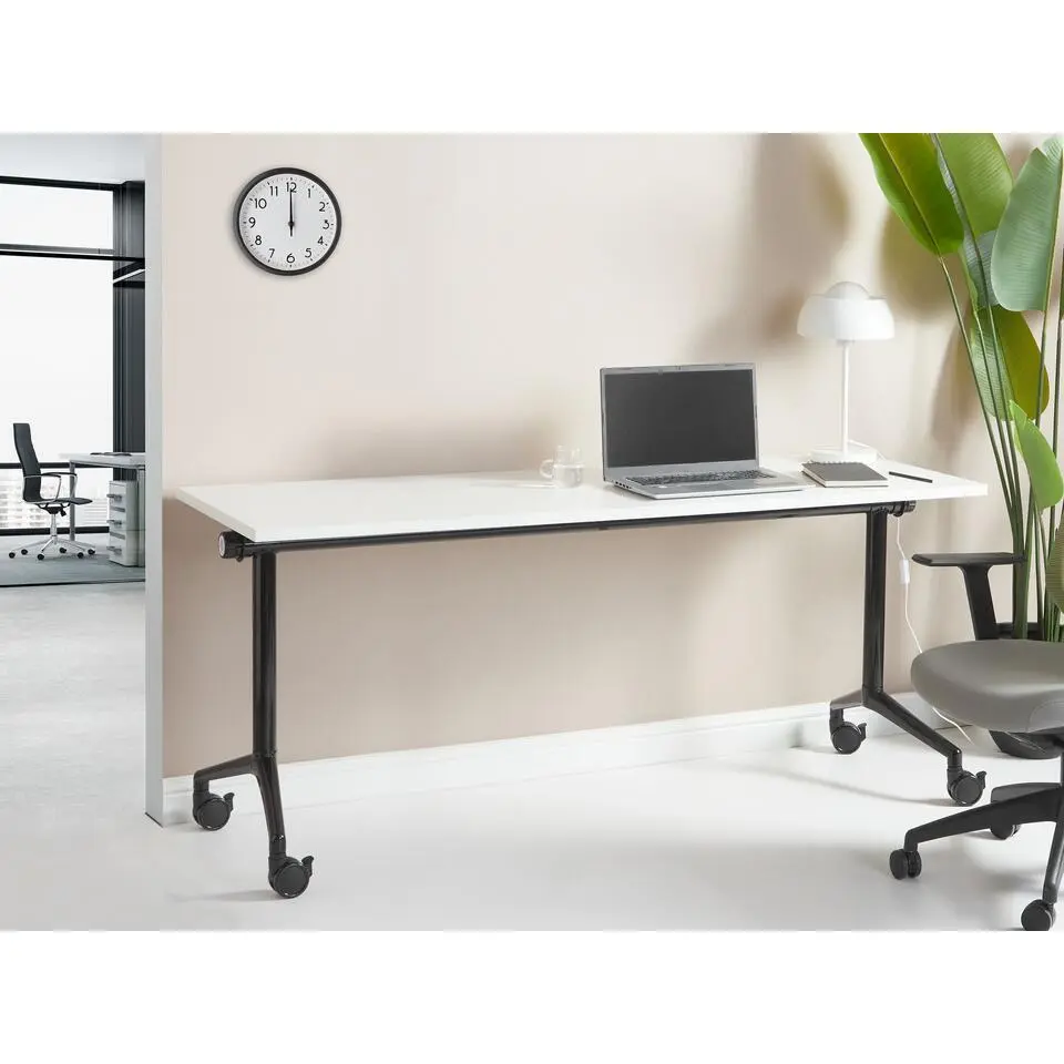 CAVI - Inklapbaar bureau - Wit/Zwart - 180 x 60 cm - Staal