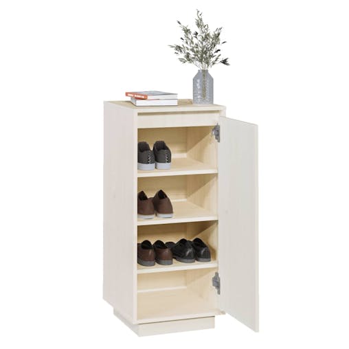 NNEVL Shoe Cabinet White 35x35x80 cm Solid Wood Pine