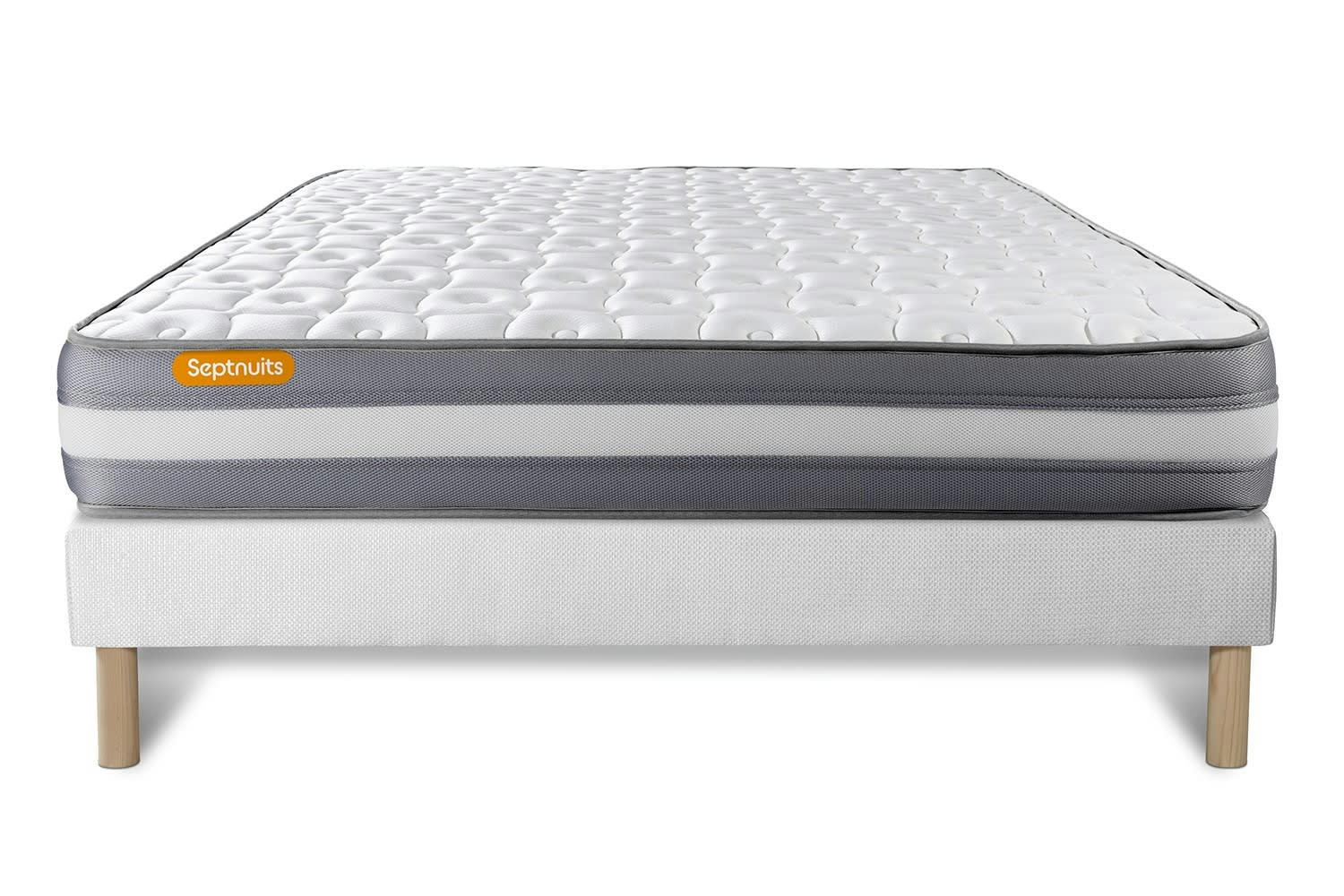 MEMO PLUS - Ensemble 140x190 Mémoire de forme sommier Blanc