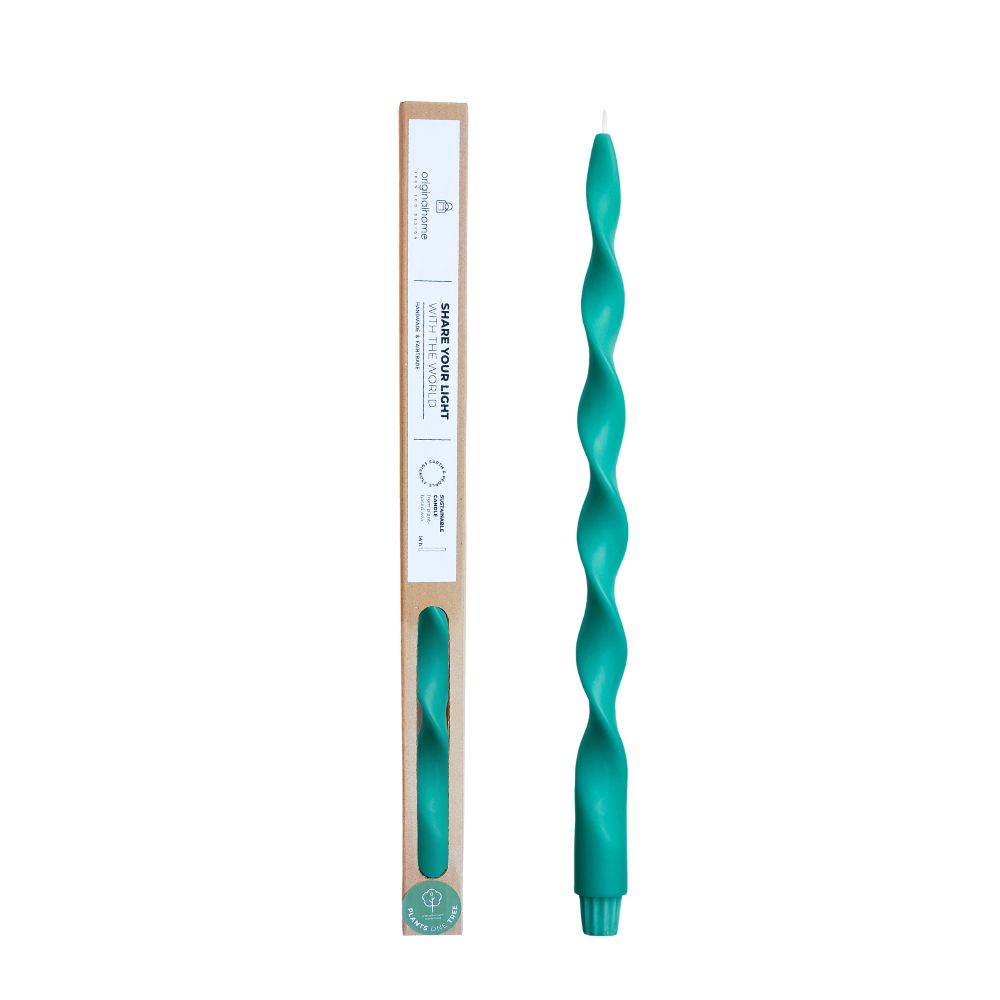 Originalhome spiraalkaars 40 cm - turquoise