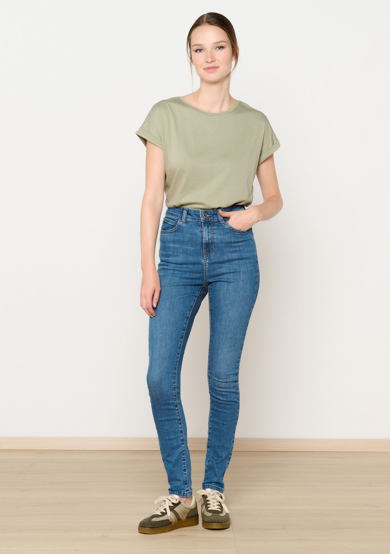 Skinny jeans met hoge taille