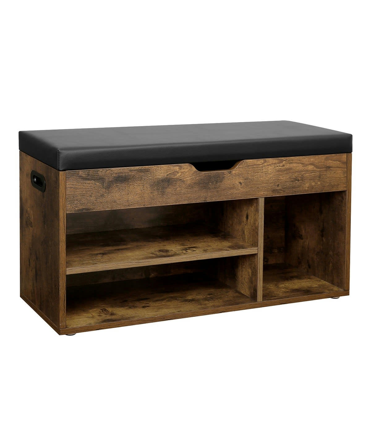 - Banc à Chaussures 3 compartiments et 1 Coffre - L80 cm - Marron