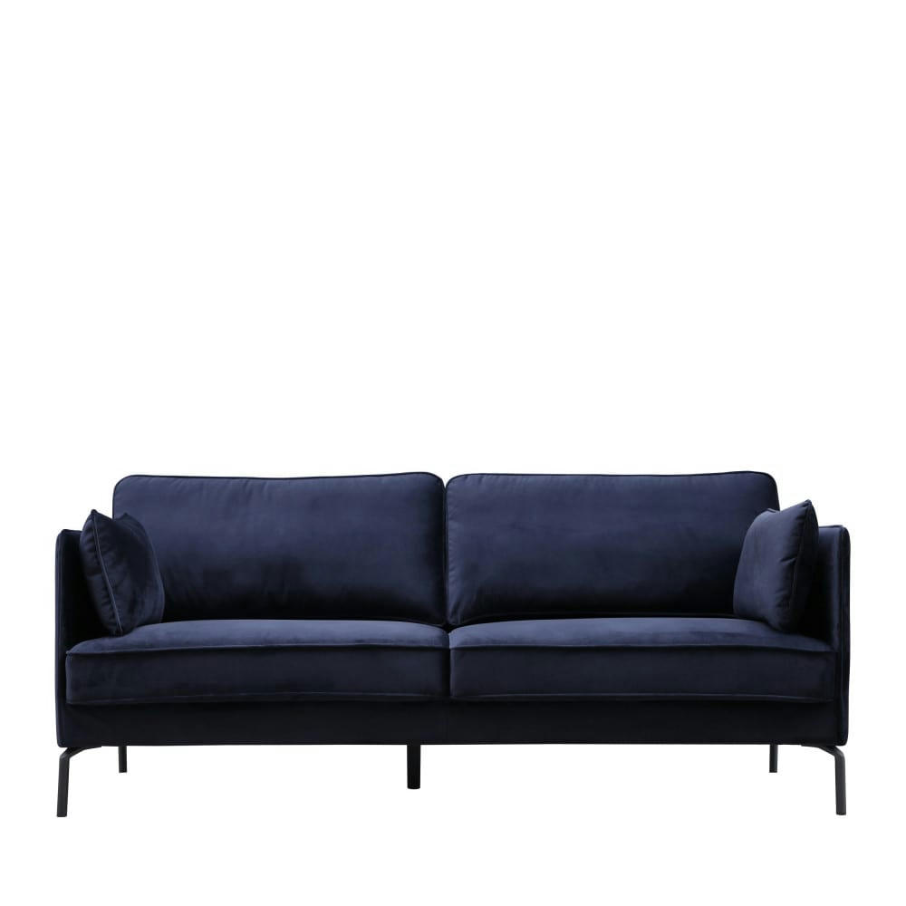 SOMERDALE - Canapé 3 places en velours bleu marine
