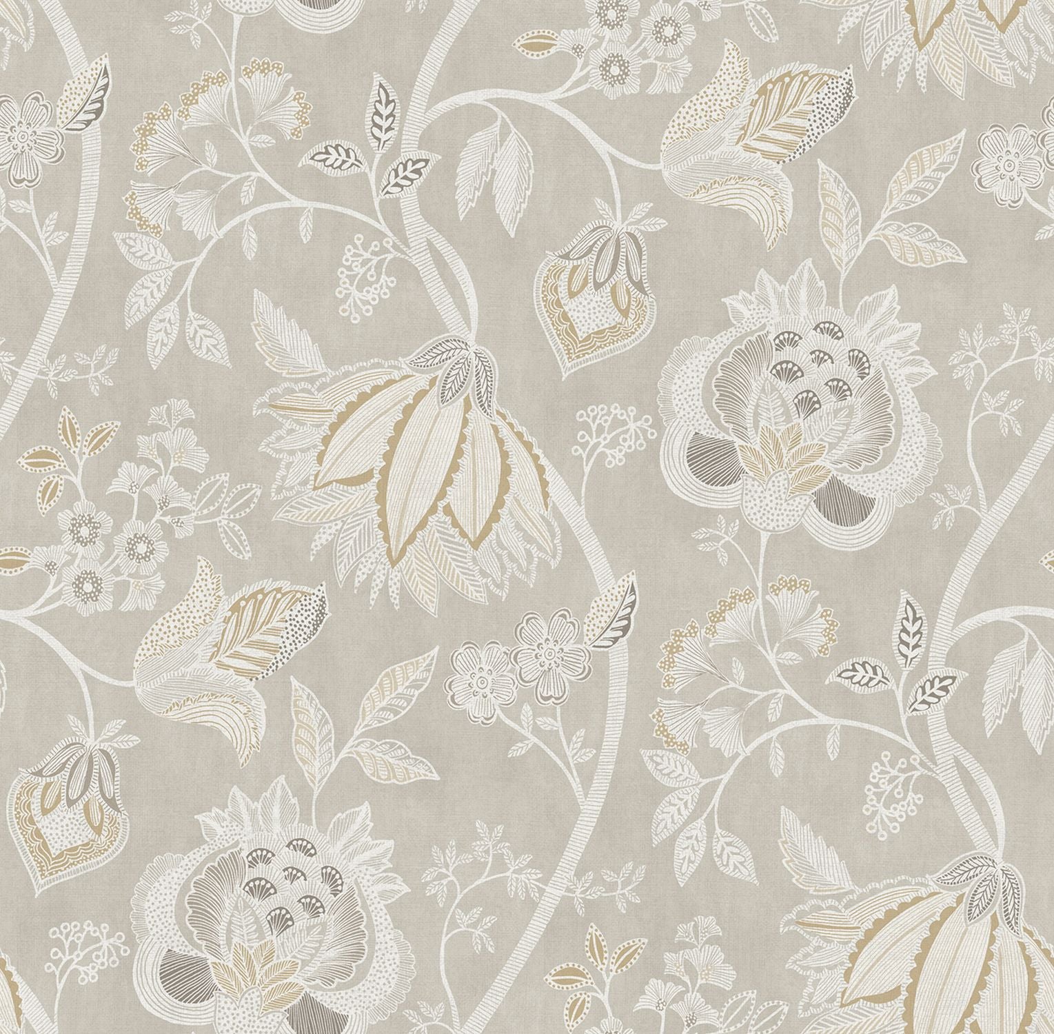 Sanders & Sanders behang bloemen lichtgrijs en beige - 53 cm x 10 m - 641009