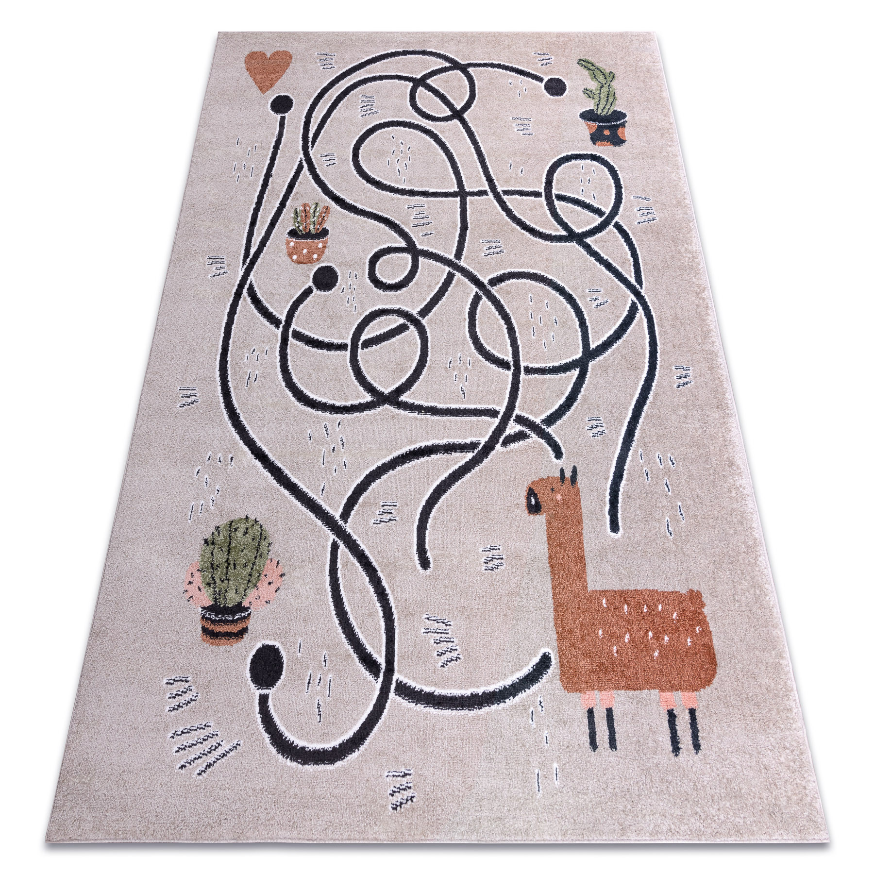 Dywan FUN Game dla dzieci, gra, lama beż 80x150 cm