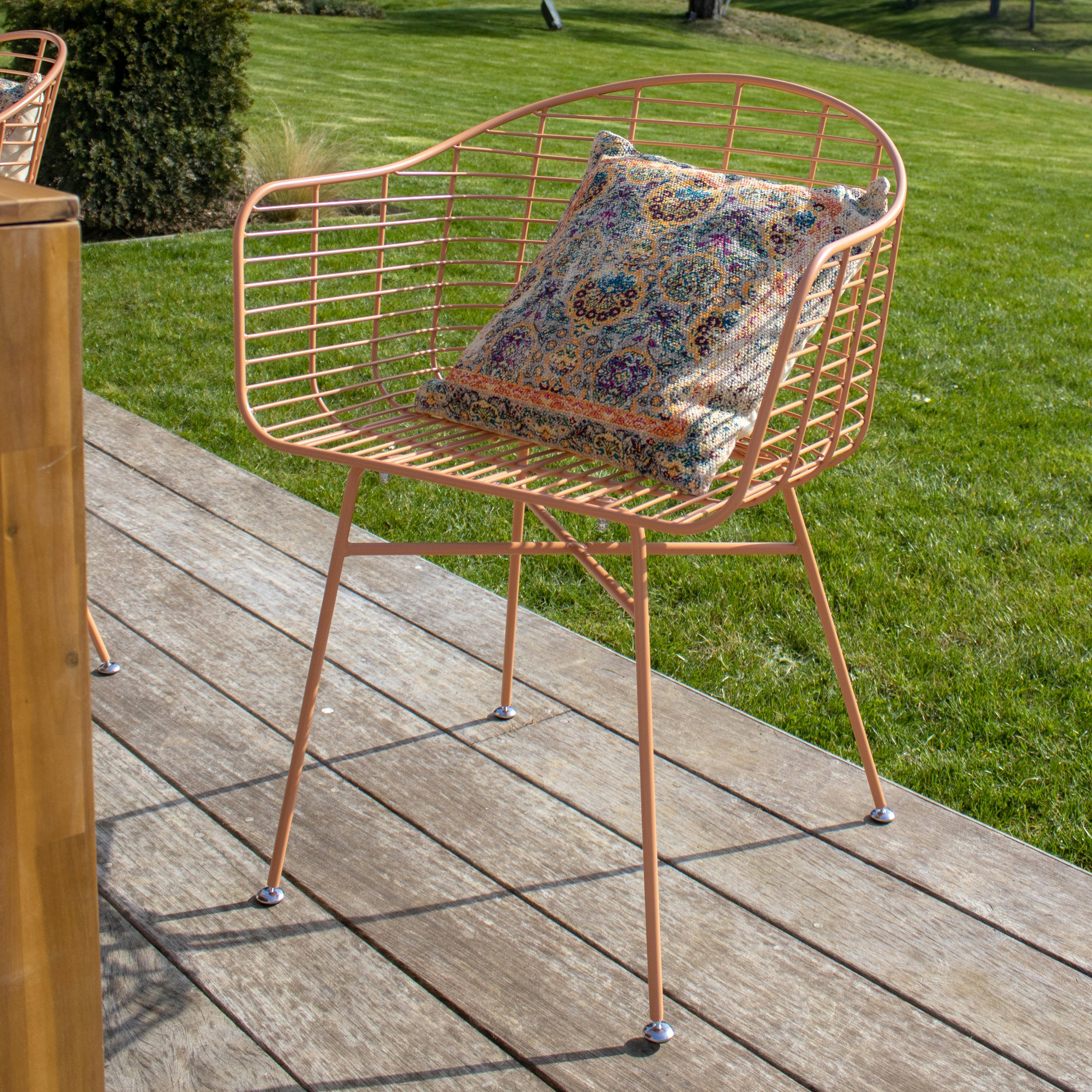 SOHO - Lot de 2 fauteuils de table extérieur en métal terracotta