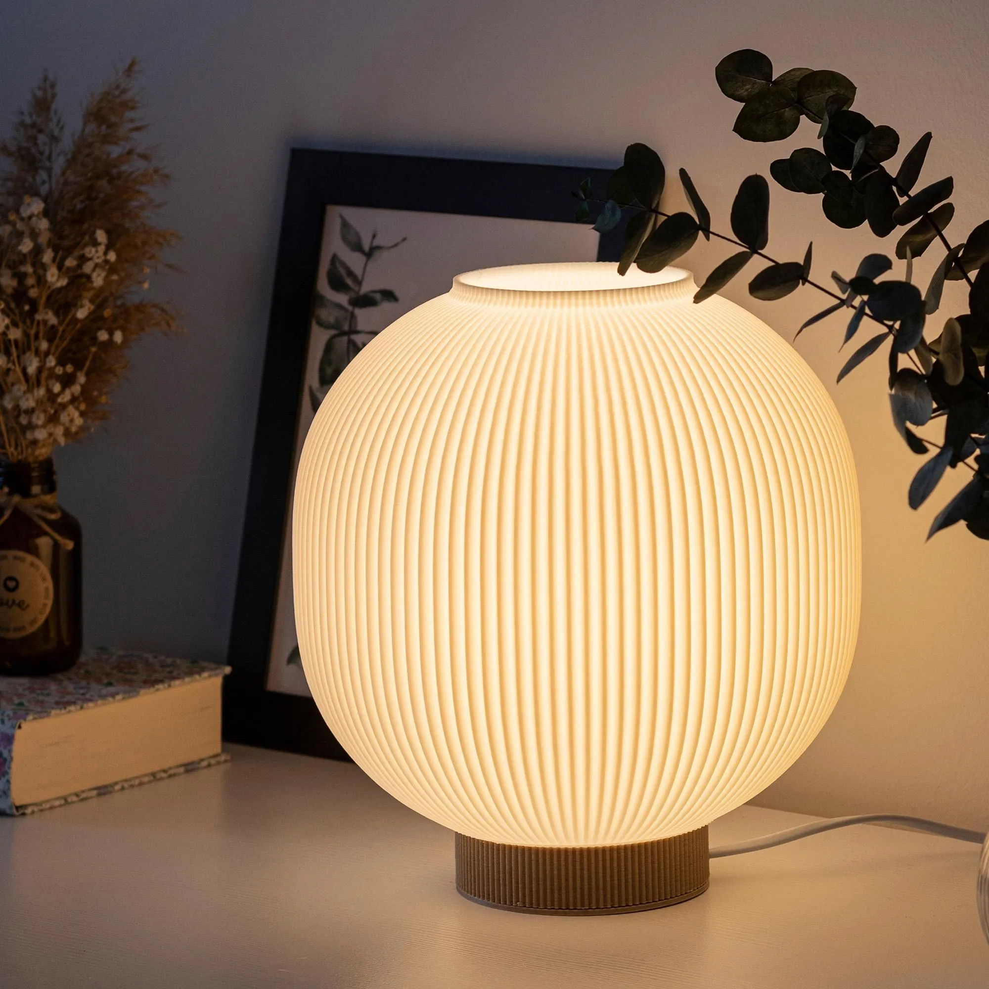 Globe Bedside Lamp, Japandi Table Light, Minimalist Orb Lamp, Warm Ambient Lighting
