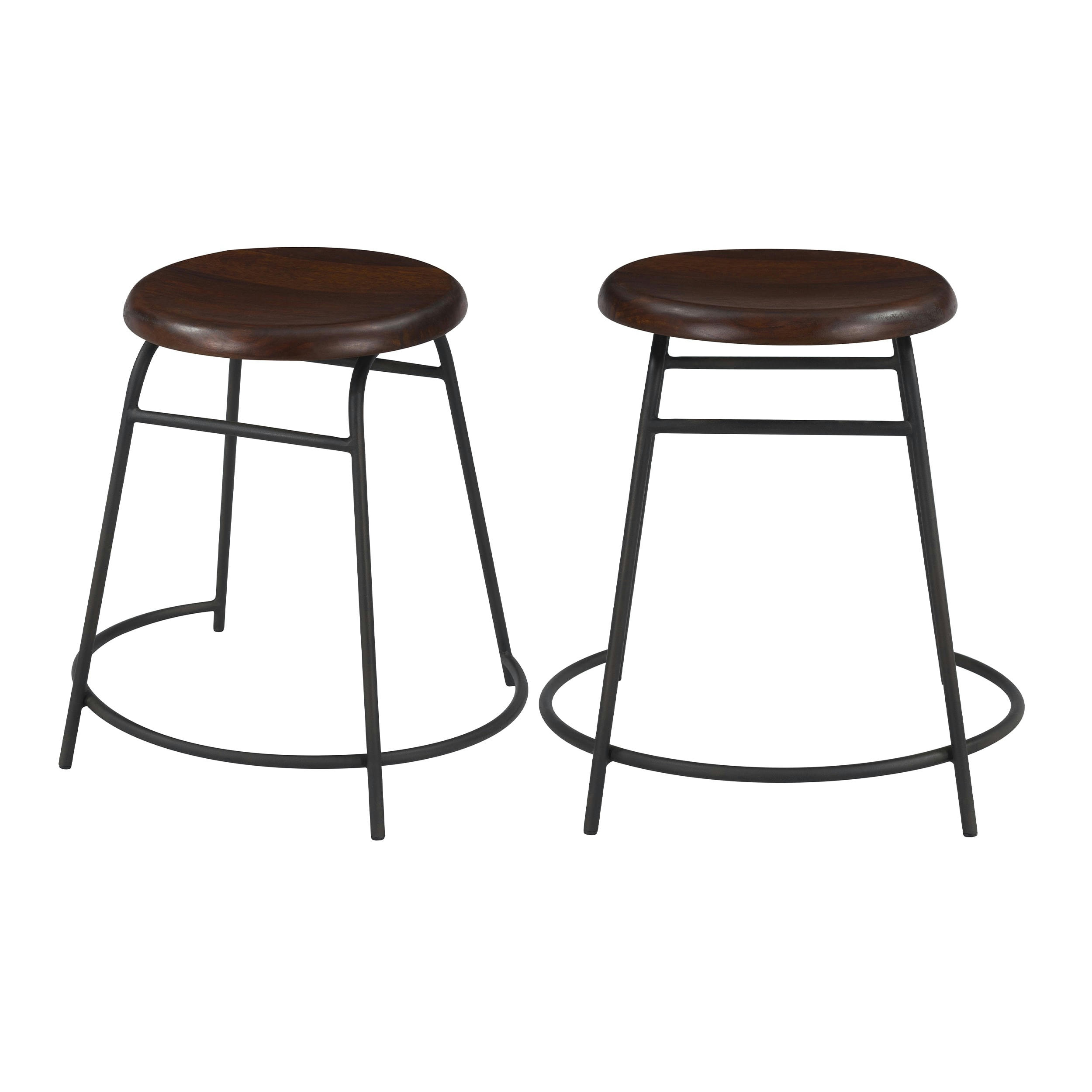 BARNEY - Tabouret en bois foncé (lot de 2)