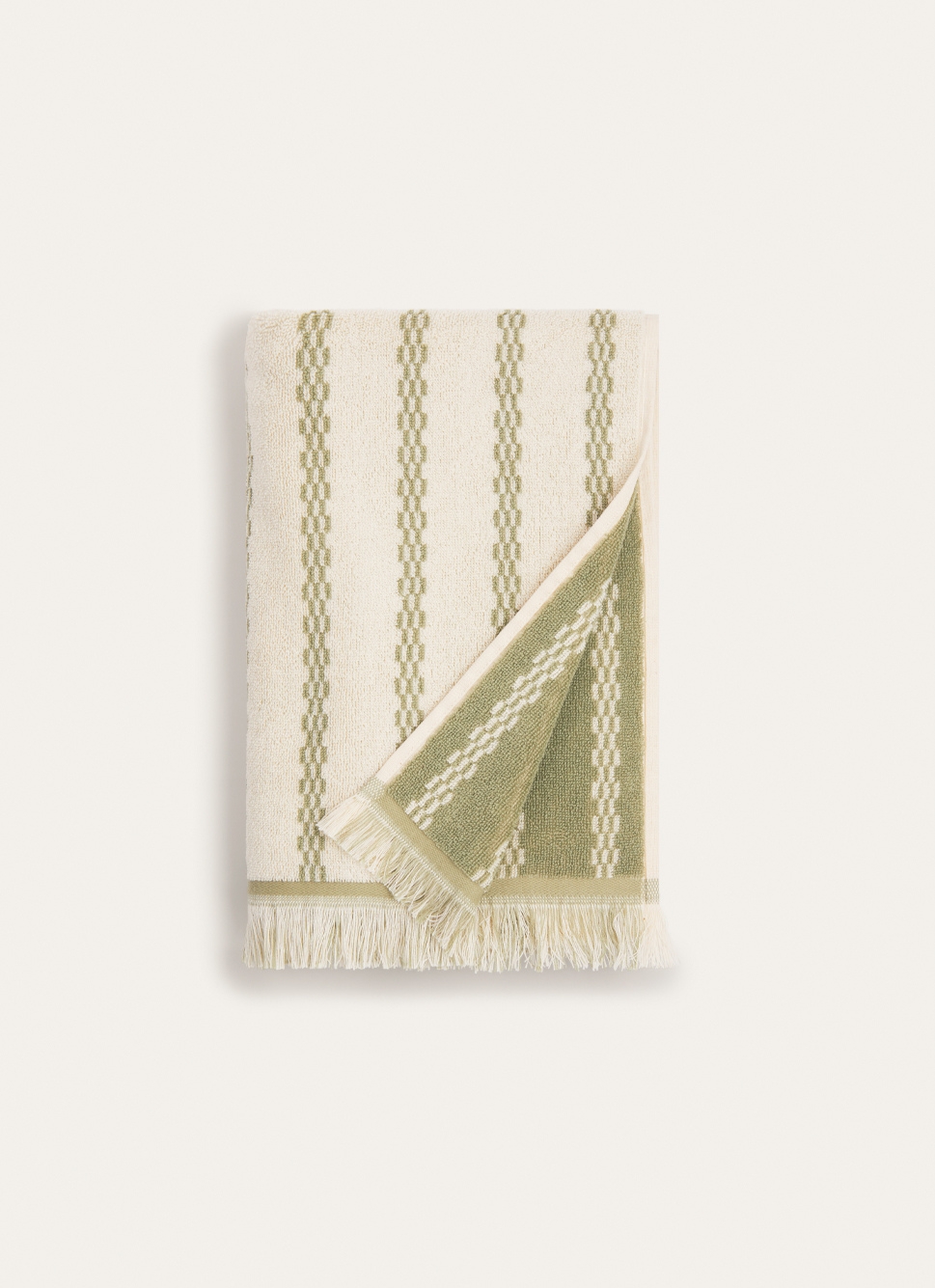 DRAP DE DOUCHE JACQUARD à RAYURES BICOLORES vert