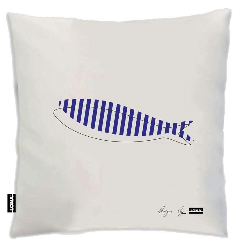 - Coussin 100% coton 50 cm poisson poisson bleu