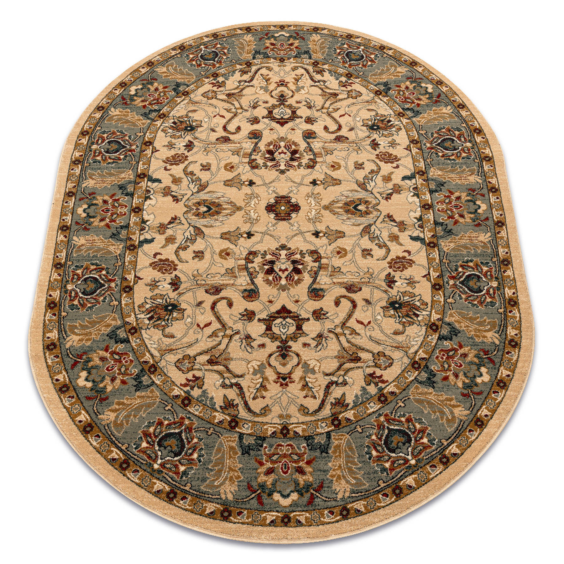 Dywan wełniany OMEGA owal ORDA kwiaty jaśmin 2 zielony 170x235 cm