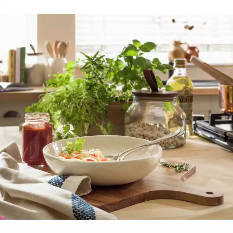 Habitat Evora 4 Piece Stoneware Pasta Bowls - Natural