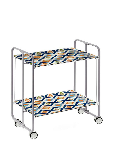 Desserte pliante BAUHAUS avec roulettes, Structure grise, 2 niveaux, 4 positions