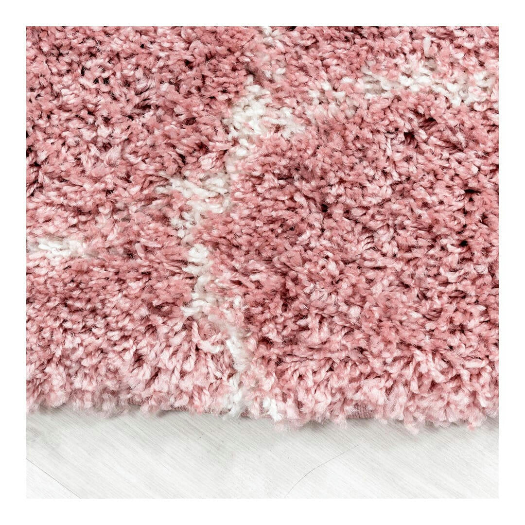 LOKALT - Tapis géométrique baroque en polypropylène rose Ø 160