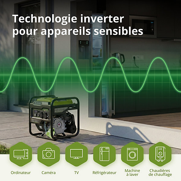 Groupe électrogène a essence inverter 3500W 26kgCuivre 7.5 l - autonomie 5.5 h - KSB 35i